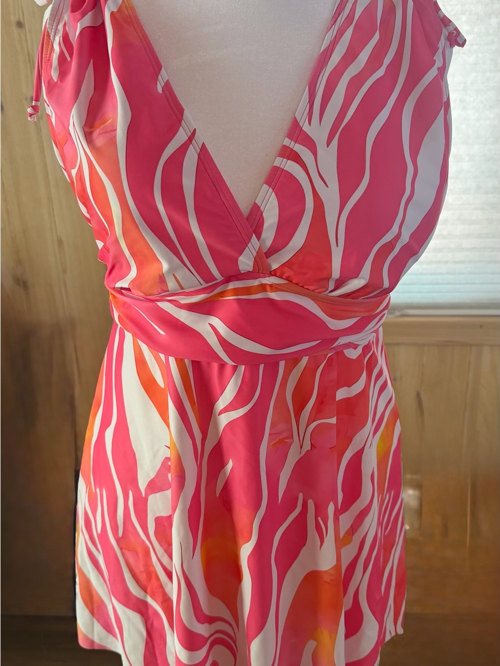 New Pink & White Swirl One-Piece XL Swimdress - Never Worn